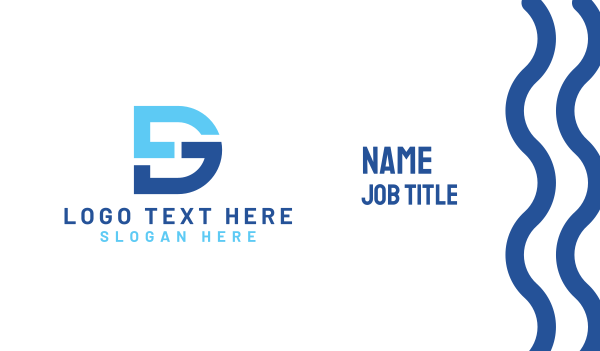 Blue DG Monogram Business Card Design Image Preview