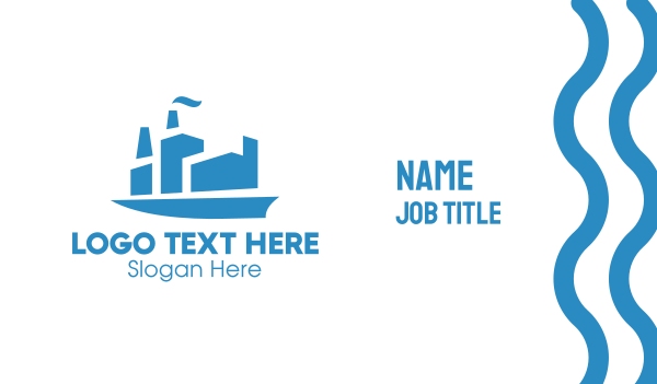 Blue Cargo Ship  Business Card Design Image Preview