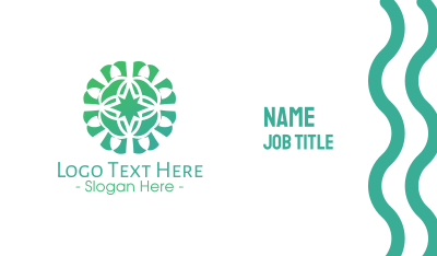 Green Star Flower Pattern Business Card Image Preview
