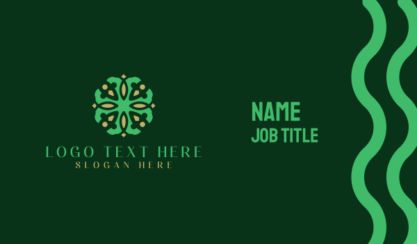 Green & Floral  Business Card Design Image Preview