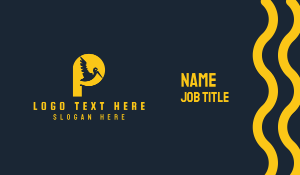 Yellow Pelican Letter P Business Card Design Image Preview