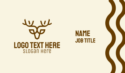 Minimalist Brown Reindeer  Business Card Image Preview