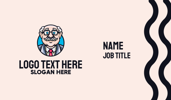 Old Bald Man Business Card Design