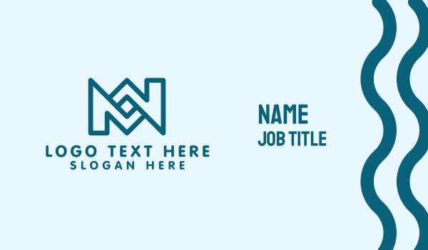 Blue M & N Monogram Business Card Design Image Preview