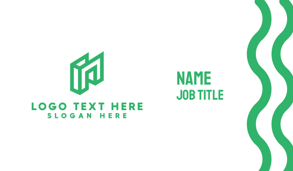 Green Geometric N Business Card Design Image Preview