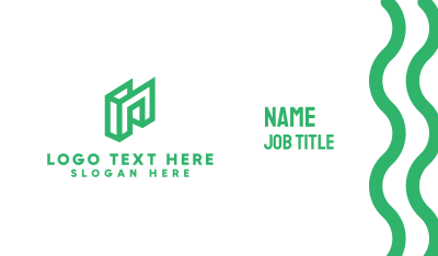 Green Geometric N Business Card Image Preview