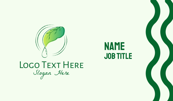 Green Leaf Droplet  Business Card Design Image Preview