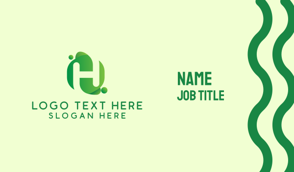 Green Eco Letter H Business Card Design Image Preview
