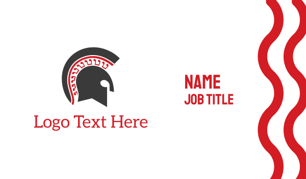 Red & Grey Spartan Helmet Business Card Design Image Preview