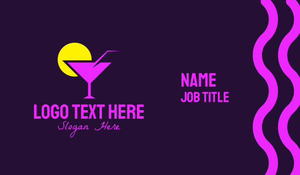 Purple Cocktail Bar Business Card Design Image Preview