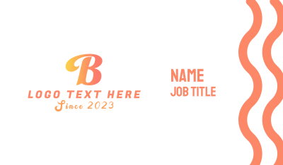 Bold Script Letter B Business Card Image Preview