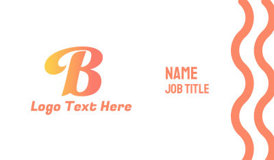 Bold Script Letter B Business Card