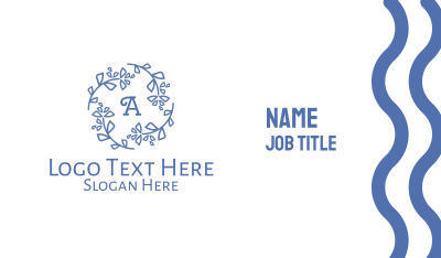 Blue Wreath Lettermark Business Card
