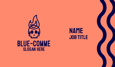 Blue Flame Skull Business Card Image Preview