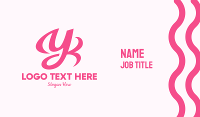 Pink Cursive Letter Y  Business Card