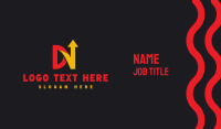 Red Yellow DN Arrow Business Card Image Preview