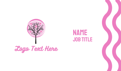 Pink Cherry Blossom Tree Business Card