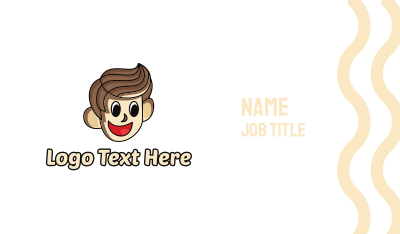 Happy Brown Haired Cartoon Boy Business Card Image Preview