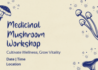 Monoline Mushroom Workshop Postcard Design