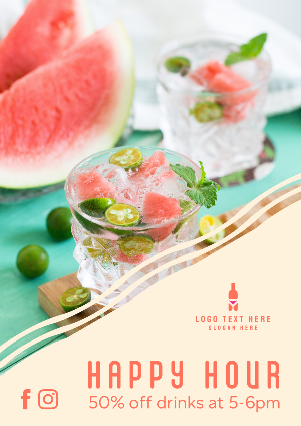 Watermelon Cocktail Poster Design Image Preview