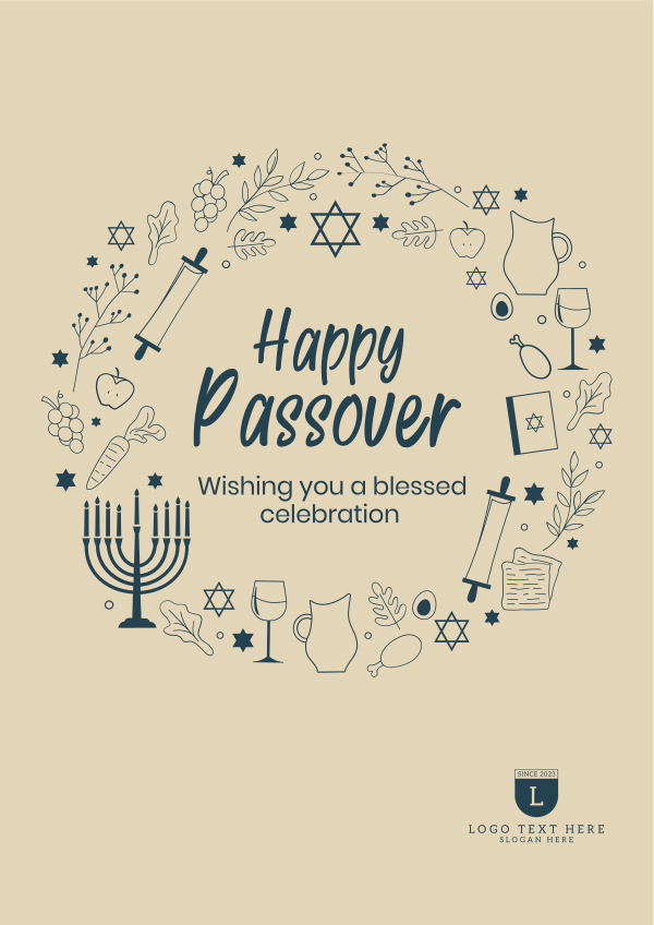 Happy Passover Wreath Flyer Design Image Preview