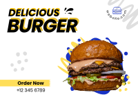 Delicious Burger Postcard Design