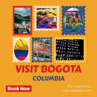Travel to Colombia Postage Stamps Instagram Post Design