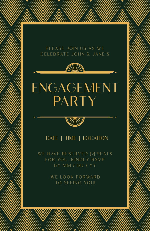 Deco Chic Engagement Invitation Design Image Preview