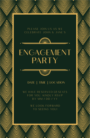 Deco Chic Engagement Invitation Image Preview