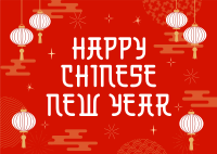 Chinese New Year Lanterns Postcard Design
