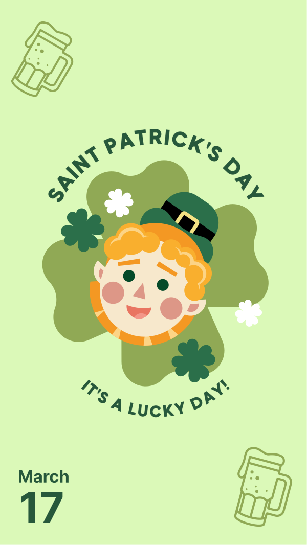 Smiling St. Patrick Instagram Story Design Image Preview