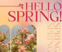 Retro Welcome Spring Facebook Post Design
