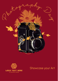 Old Camera and Flowers Flyer Design