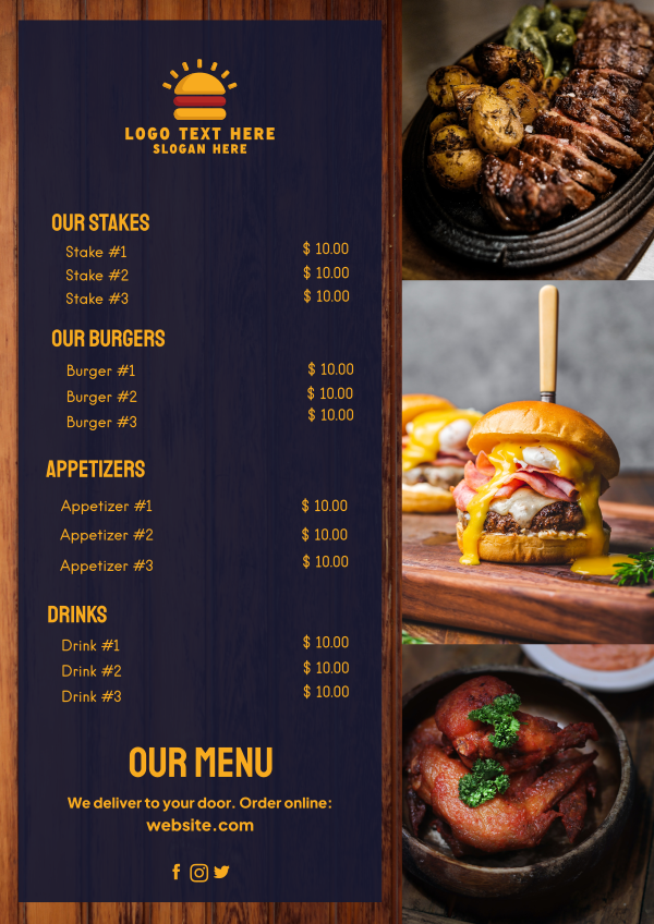 Burger Steakhouse Restaurant Menu Design Image Preview