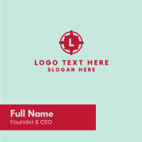 Red Compass Lettermark Business Card Design