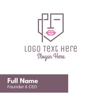 Geometric Face Lips Business Card Design
