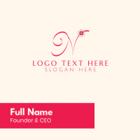 Pink Flower Letter N Business Card Design