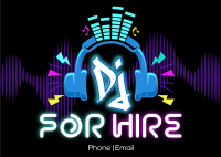 DJ for Hire Postcard Image Preview