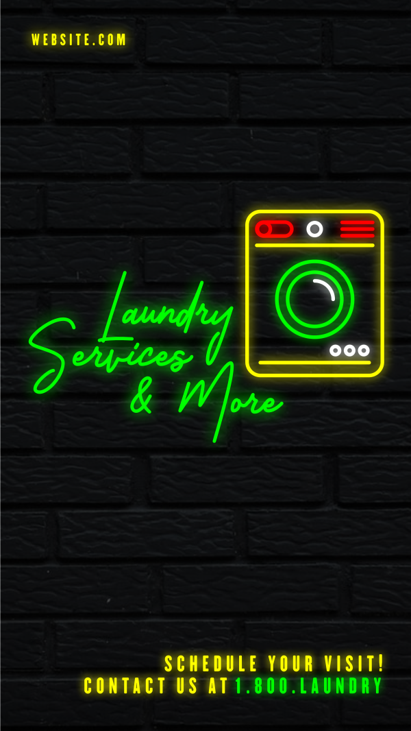 Neon Laundry Shop Instagram Story Design Image Preview