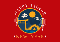 Happy Lunar Year Postcard Design