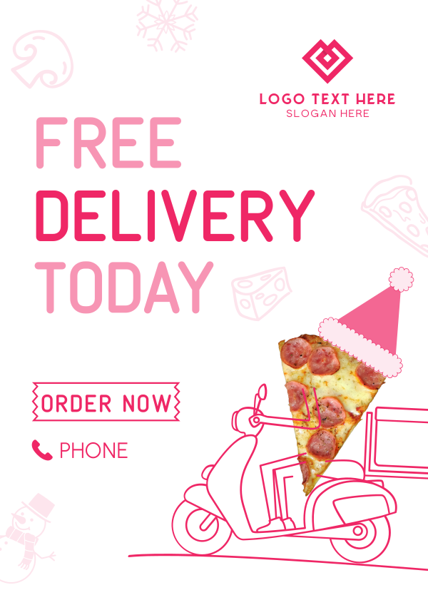 Holiday Pizza Delivery Flyer Design Image Preview
