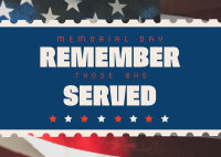 Remember Memorial Day Postcard Image Preview