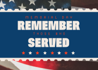 Remember Memorial Day Postcard Design