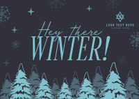 Hey There Winter Greeting Postcard Design