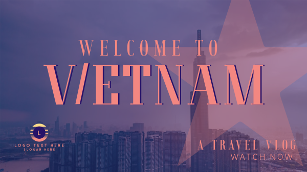 Vietnam Cityscape Travel Vlog Facebook Event Cover Design