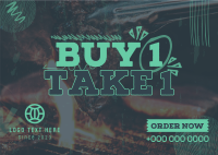 Buy 1 Take 1 Barbeque Postcard Design