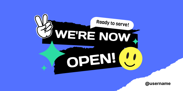 We're Open Stickers Twitter Post Design Image Preview