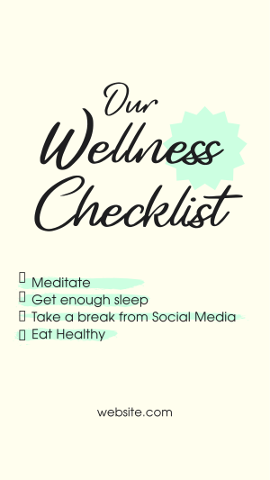 Wellness Checklist Instagram story Image Preview