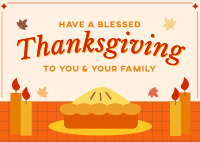 Blessed Thanksgiving Pie Postcard Image Preview