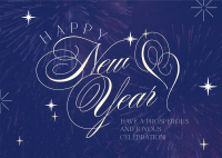 Elegant New Year Greeting Postcard Image Preview